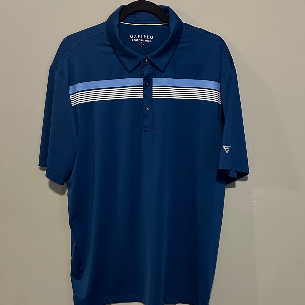 Maelreg Men's Striped Navy Polo Shirt